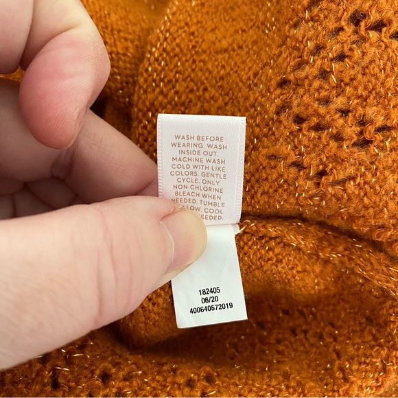 Lauren Conrad orange sweater balloon ruffle sleeve open knit pattern - Picture 10 of 10